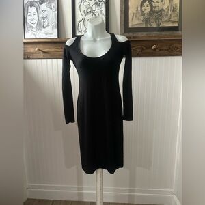 Rachel Pally Black Long Sleeve Cold Shoulder Midi Dress Sz xs